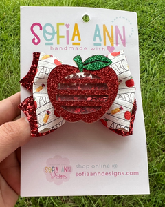 Back to Schoo Apple 4" Hair bow
