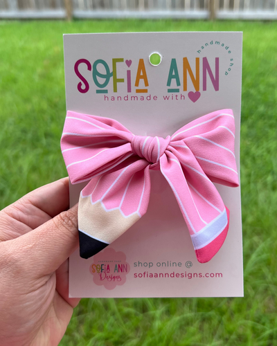 Pink Pencil Fabric Bow
