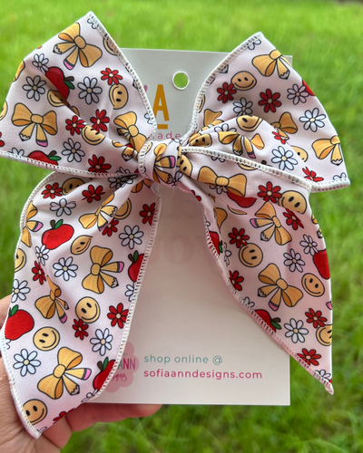 Happy School Days Fabric Bow