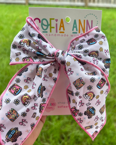 Colorful School Days Fabric Bow