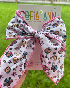 Colorful School Days Fabric Bow