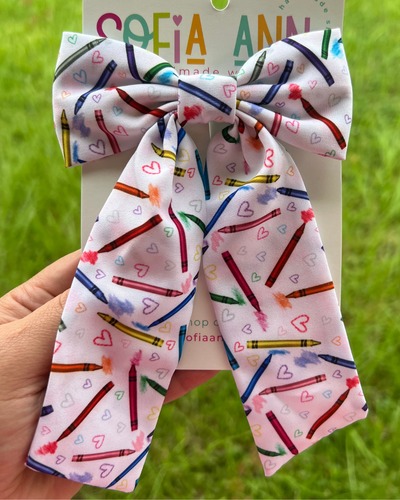 Cray Cray Crayon Fabric Bow