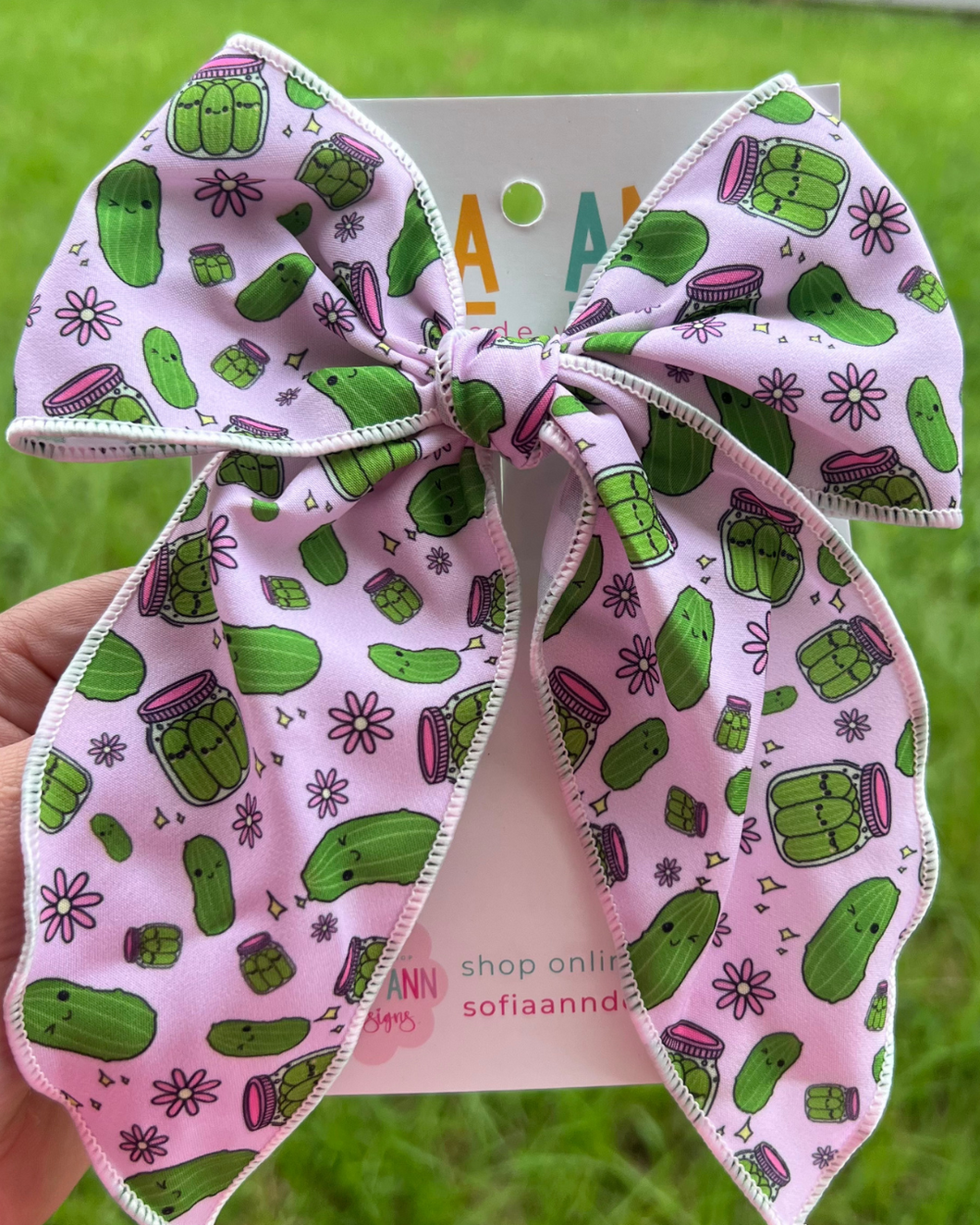 Pickle Lovers Fabric Bow