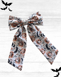 Its Freakin Bats & Pumpkins Fabric Bow