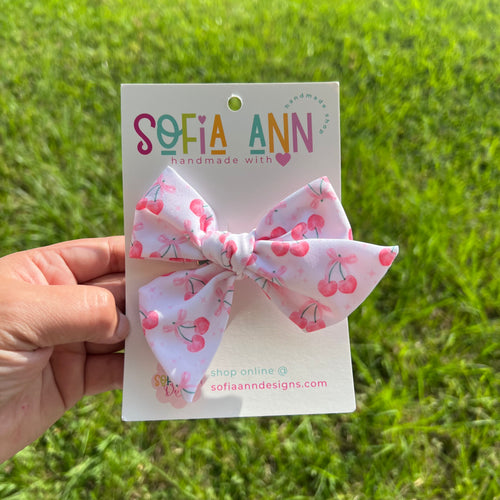 Cherries fabric bow