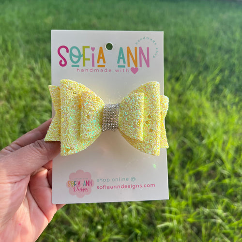 Yellow Glitter Bow