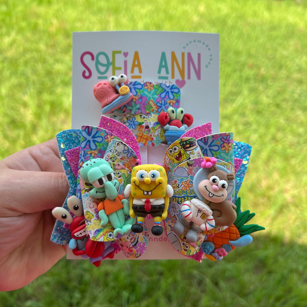 Spongebob Snap Clip OOAK Bow