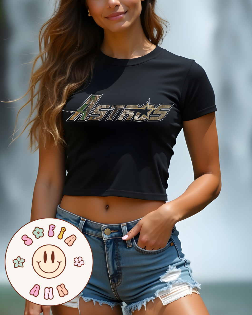 Astros Still Tippin 44 Camo Women's Micro Ribbed Baby Tee