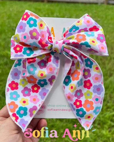 Retro Floral Fabric Bow