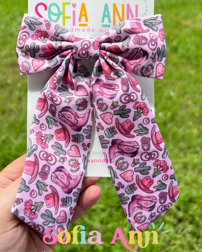 Girly Cowgirl Fabric Bow (Ann Style)